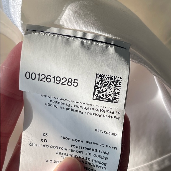 Boss By Hugo Boss BASHINA White Collared Blouse Button-Less Side Zip Vneck Sz 0 - Picture 13 of 15